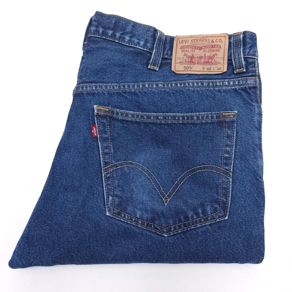 Levi's 505 Jeans Men's 40x30‎ Blue Denim Regular Fit Wpl-423 Red Tab